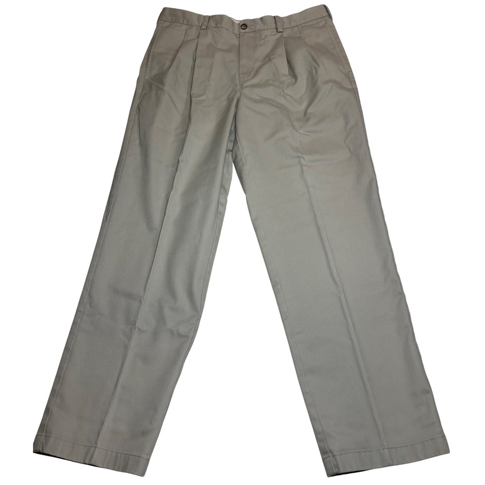 L.L. Bean Mens Classic Fit Chino Pleats Khaki Size 34x30